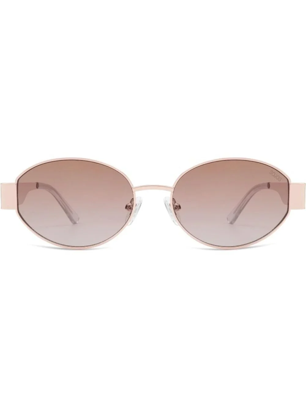 Women's Rose Gold Pink Lens Oval Trendy Shades UV400 Protection Sunglasses